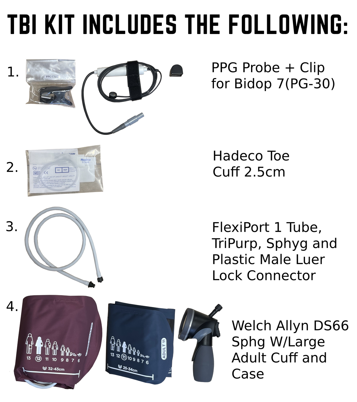 TBI KIT FOR DOPPLER INCLUDES TOE CUFF AND PPG PROBE