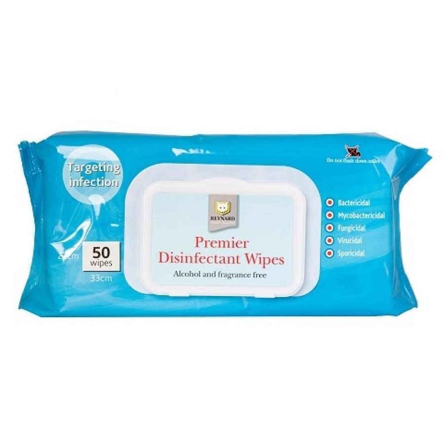 PREMIER DISINFECTANT &amp; DETERGENT WIPES FOR MOST HARD SURFACES 33X22CM
